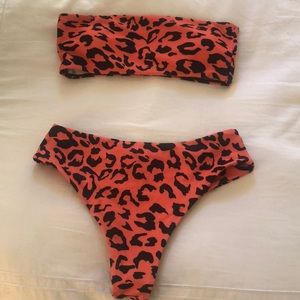 black/orange cheetah bikini